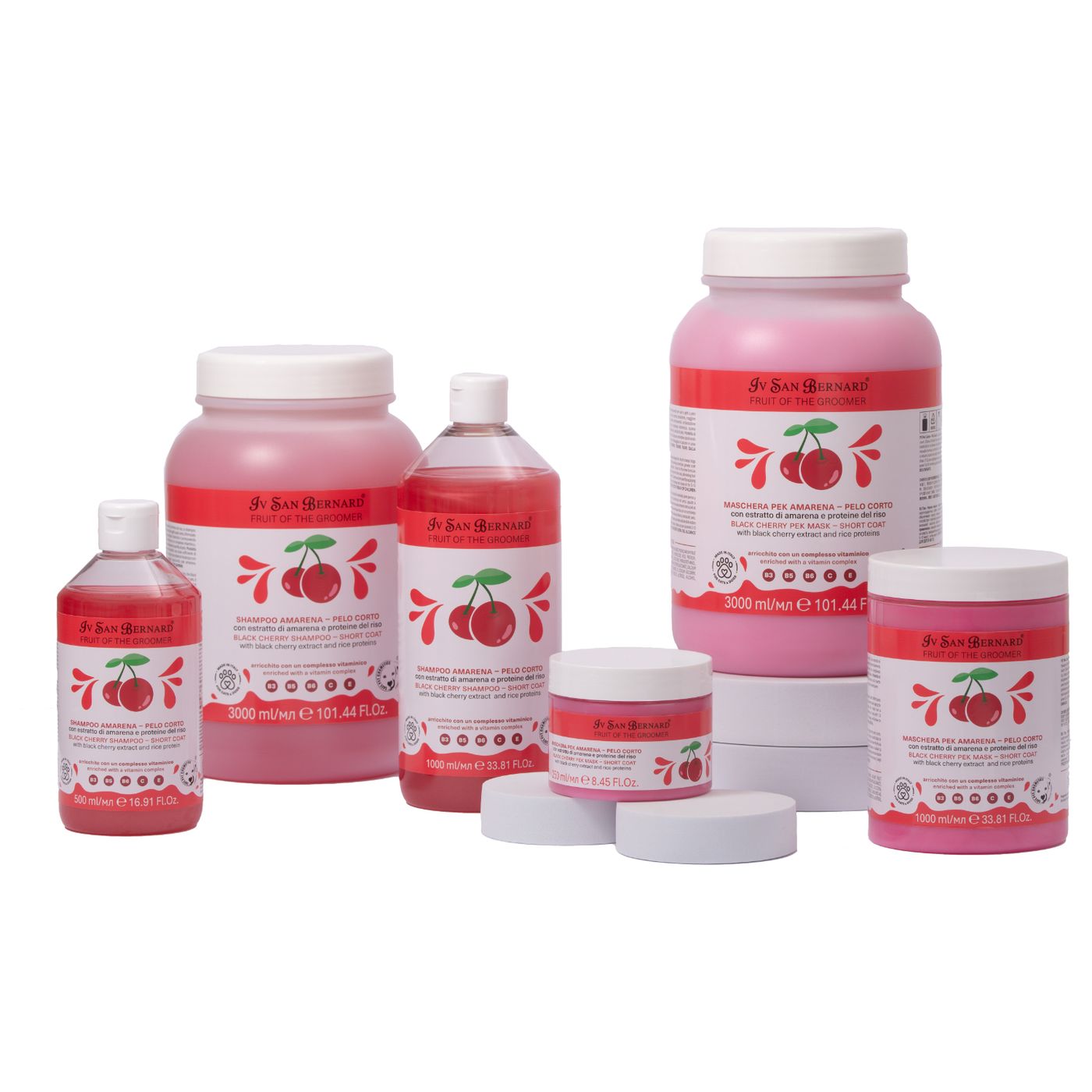 ISB Fruit of the Groomer Black Cherry шампунь для короткой шерсти с протеинами риса 1000 мл — фото 2