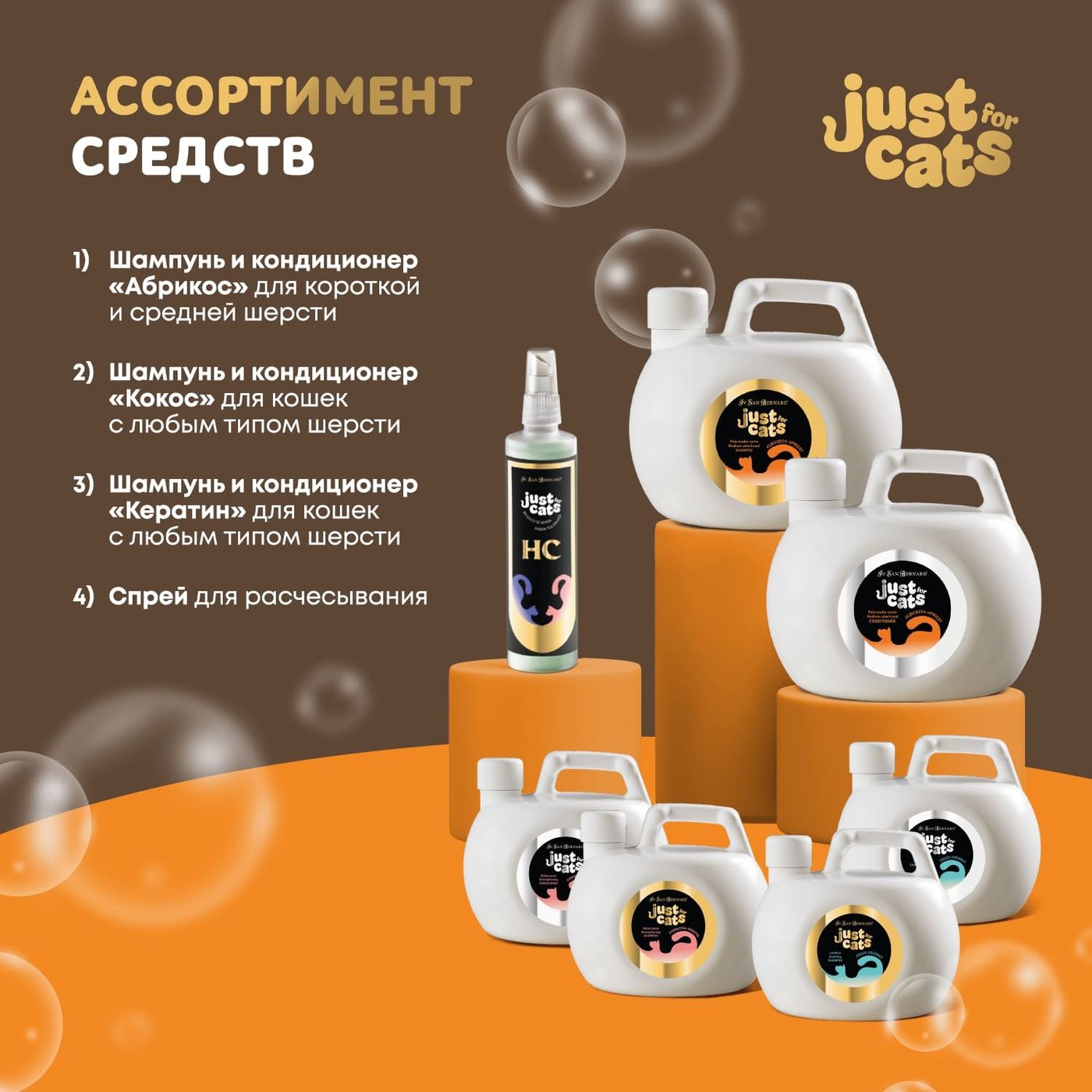 ISB Just for cats Apricot Шампунь для короткой и средней шерсти 1000 мл — фото 5