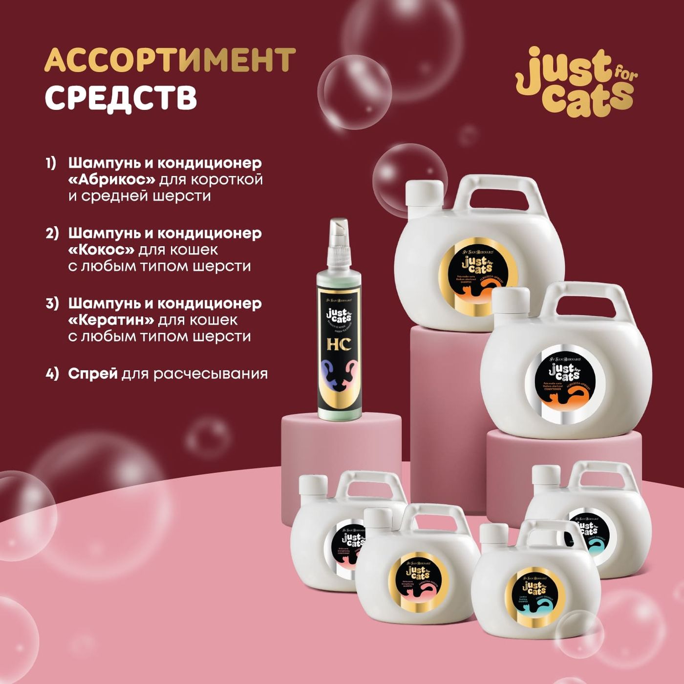 ISB Just for cats Keratin Восстанавливающий шампунь для любого типа шерсти 1000 мл — фото 5