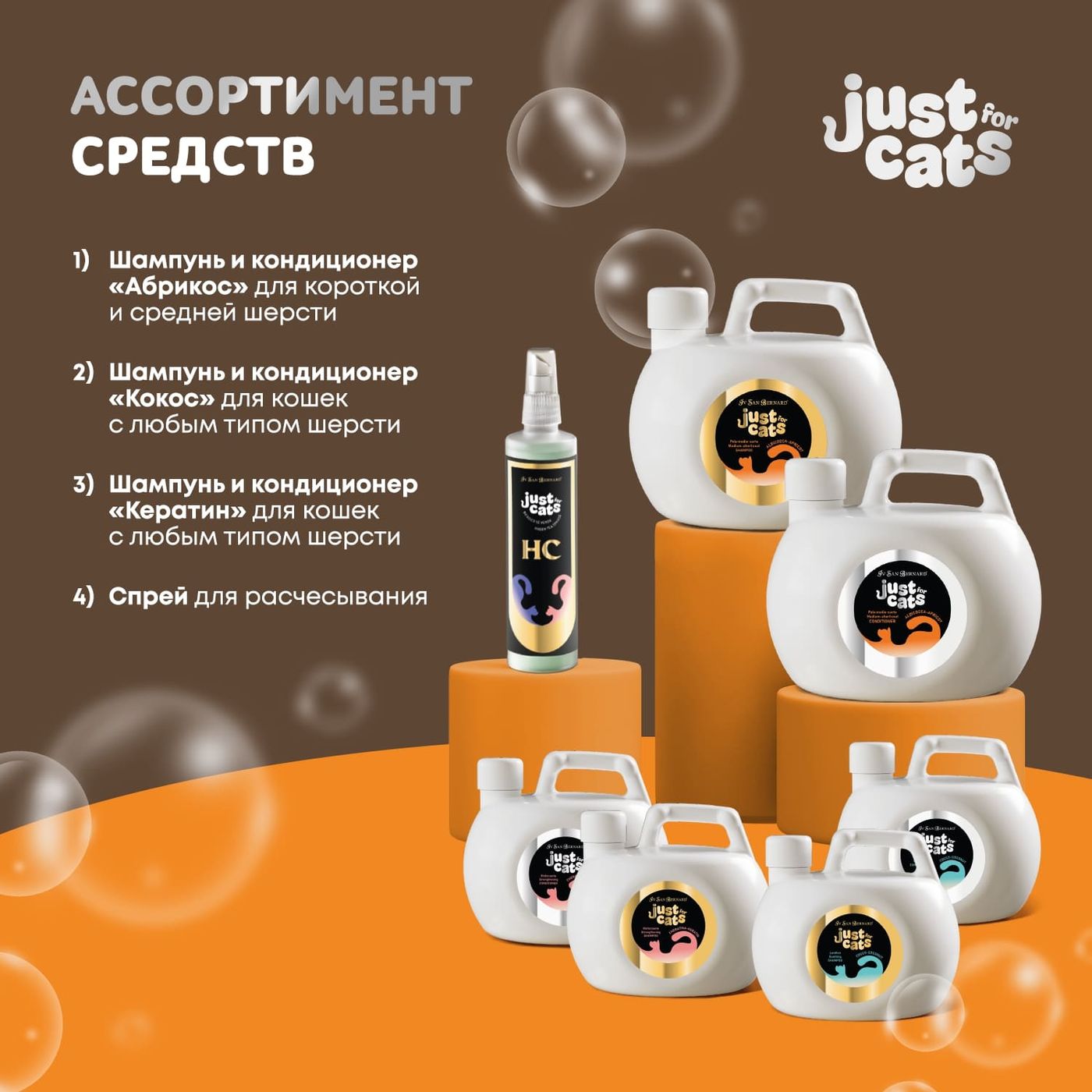 ISB Just for cats Apricot Кондиционер для короткой и средней шерсти 1000 мл — фото 5