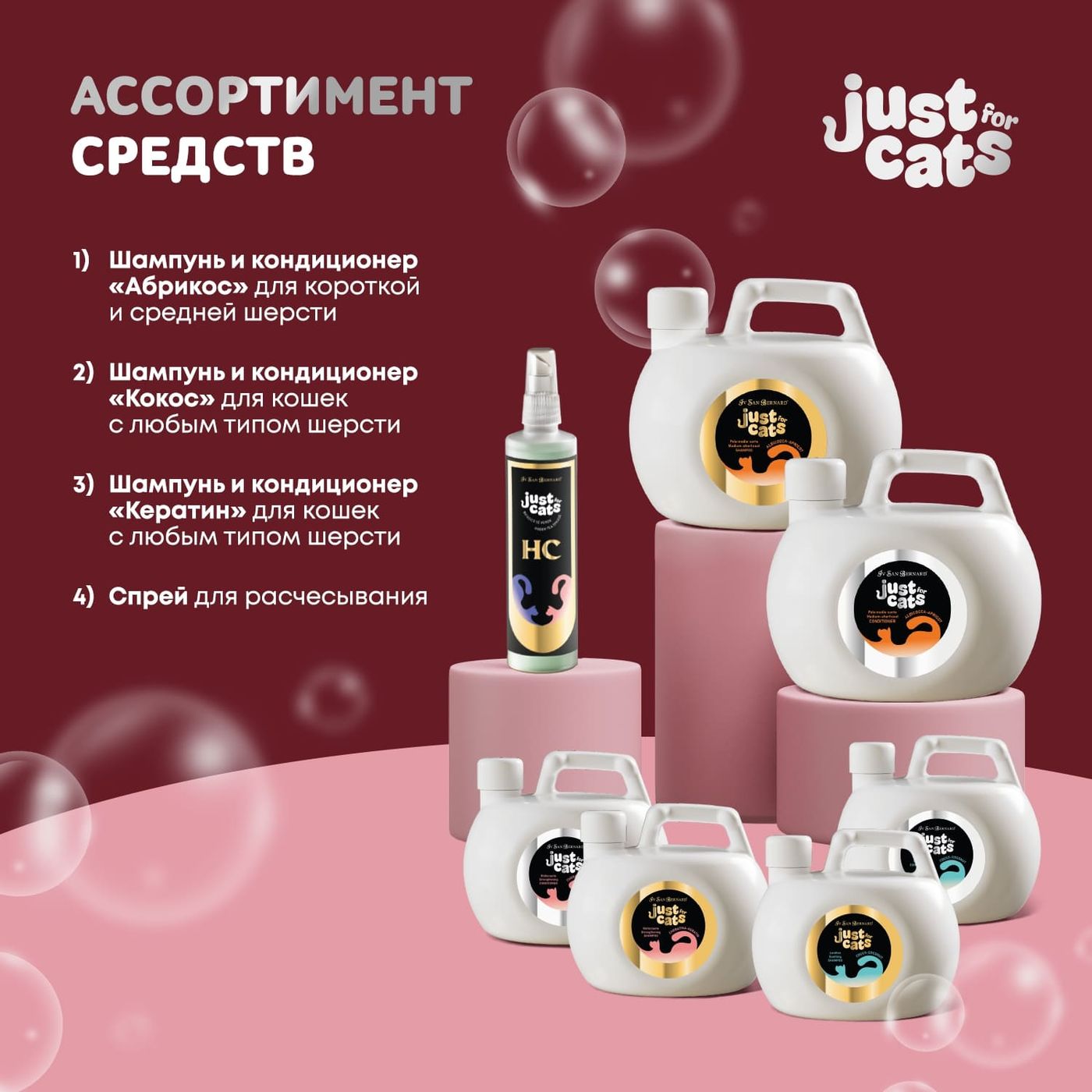 ISB Just for cats Keratin Восстанавливающий кондиционер для любого типа шерсти 1000 мл — фото 5